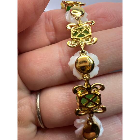 MOP jade and diopside bracelet in gold over sterling silver - Picture 11 of 11